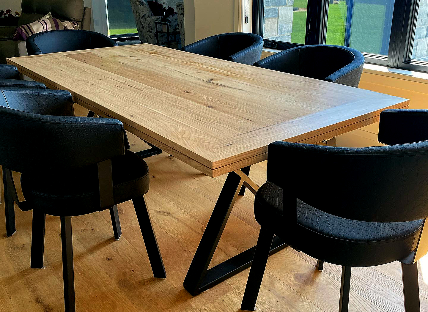 custom wood table with metal legs